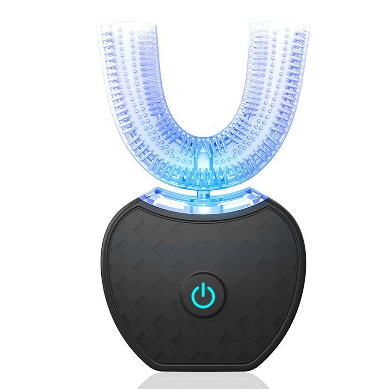 360 Degrees Intelligent Automatic Electric Toothbrush Waterproof U Type Tooth Brush Whitening Blue Light USB Charging - EasyCartHub