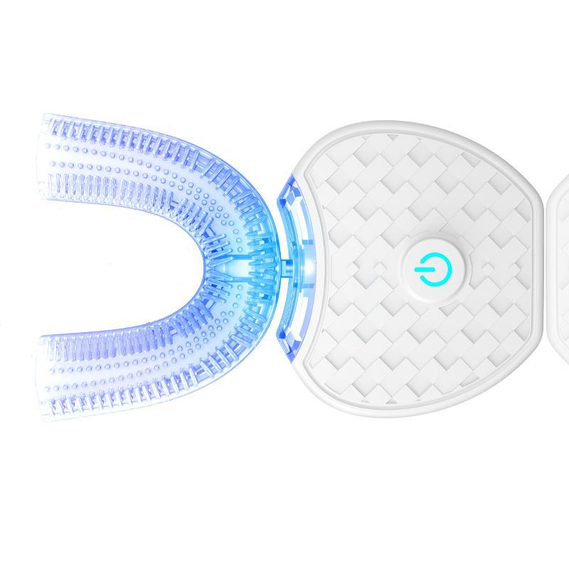 360 Degrees Intelligent Automatic Electric Toothbrush Waterproof U Type Tooth Brush Whitening Blue Light USB Charging - EasyCartHub