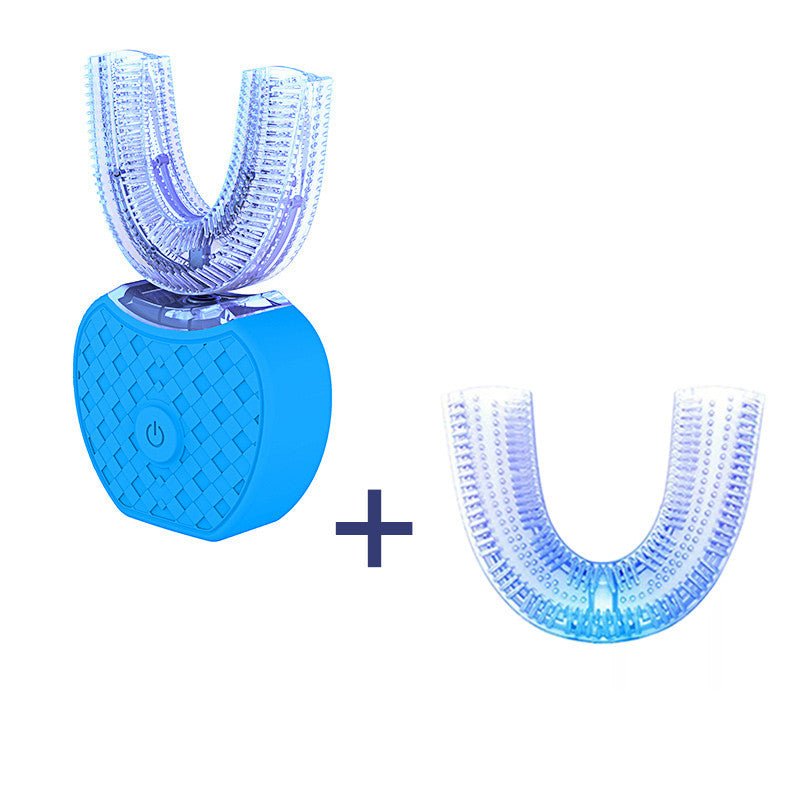 360 Degrees Intelligent Automatic Electric Toothbrush Waterproof U Type Tooth Brush Whitening Blue Light USB Charging - EasyCartHub